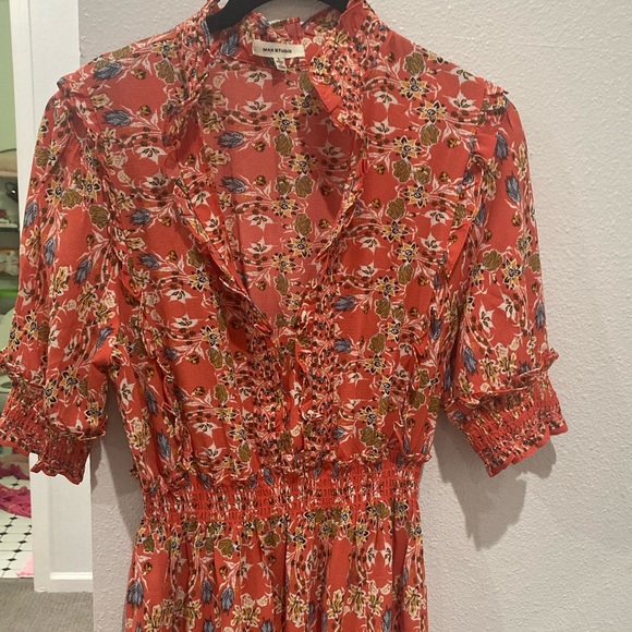 Max Studio Red Ruffle Collar Print Tiered Maxi Dress - Picture 5 of 5